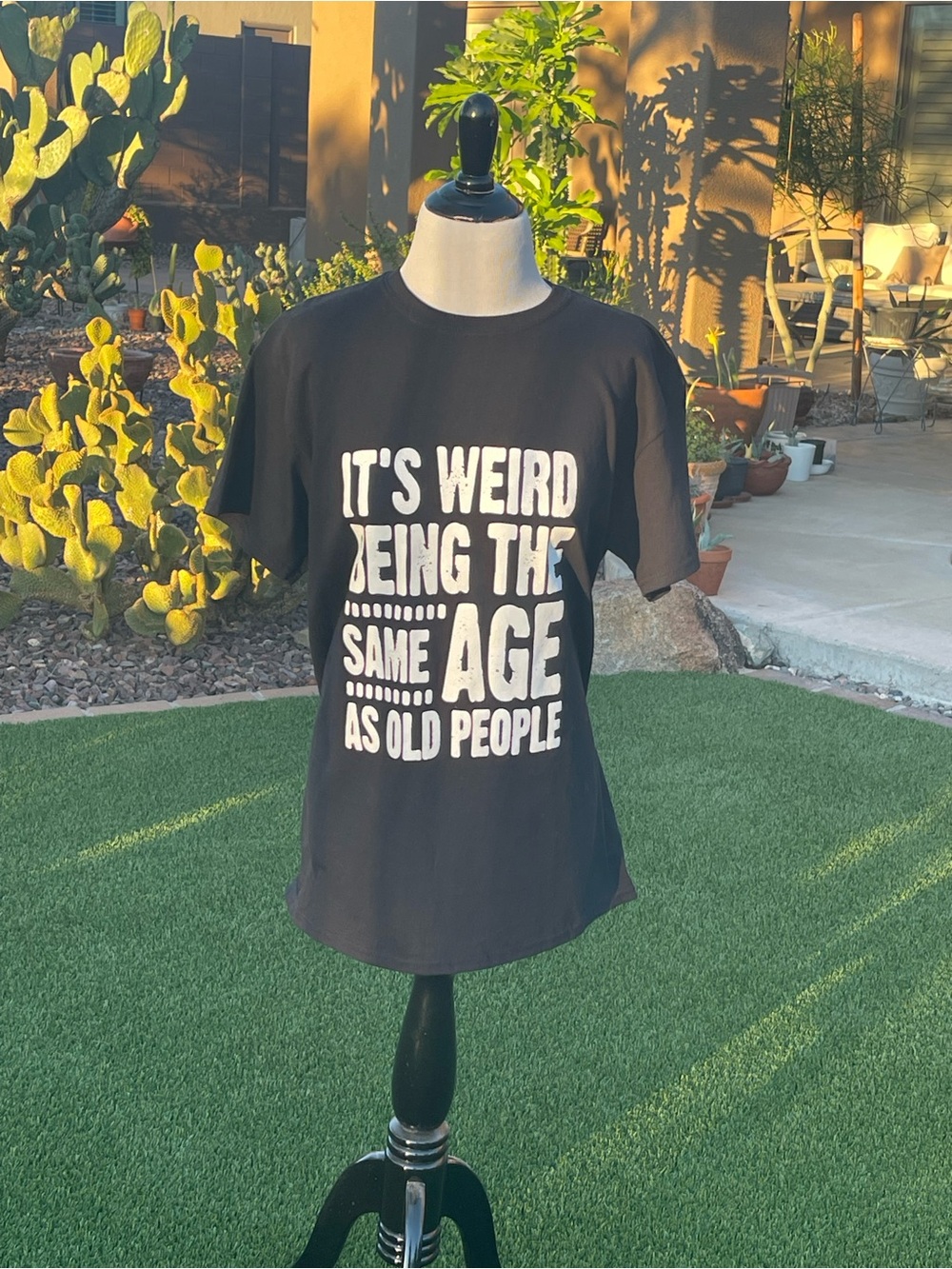 NWOT - Gildan Black Tee with White Slogan Graphic - Short Sleeve